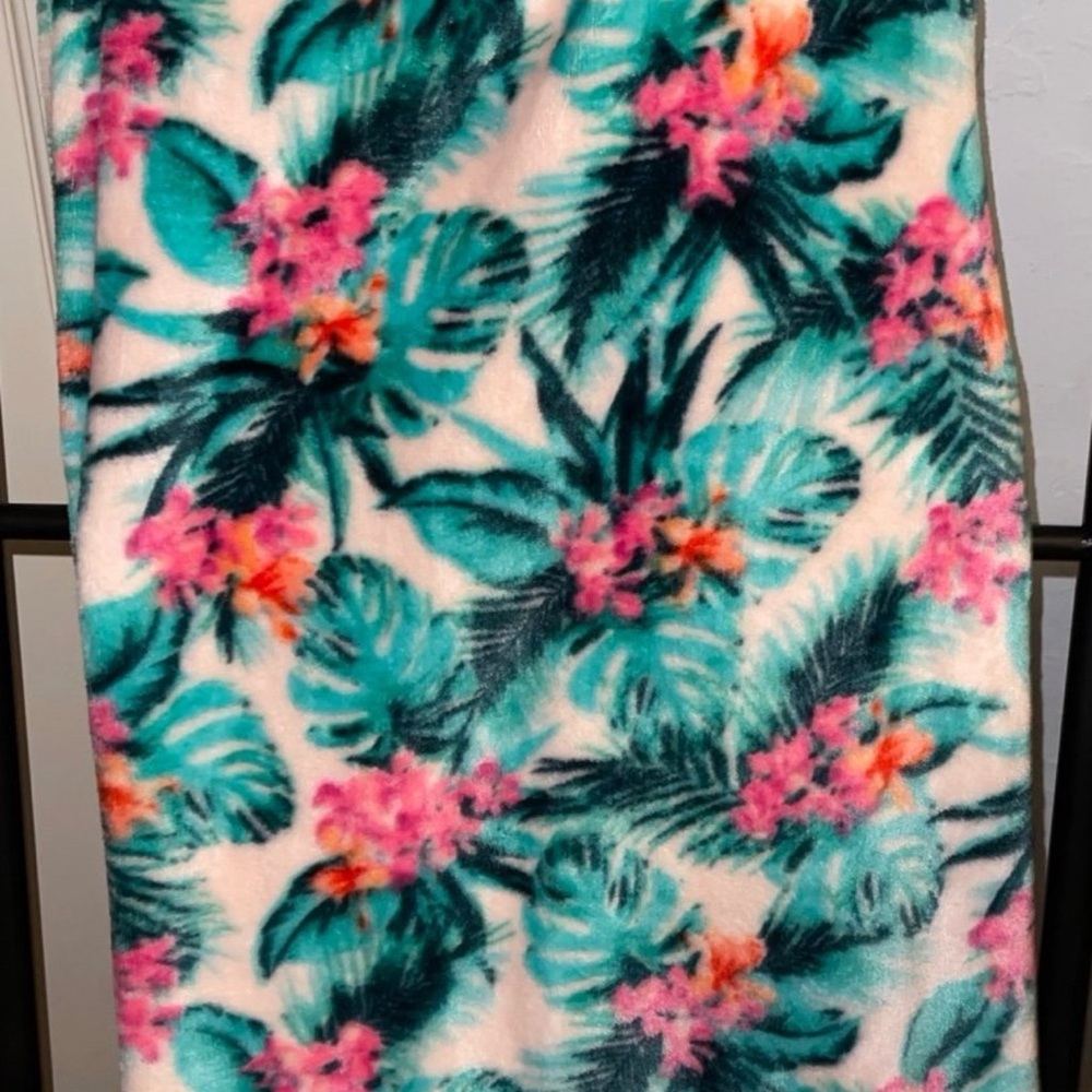 Home Essentials Tropical Floral Blanket - Teal and Pink
